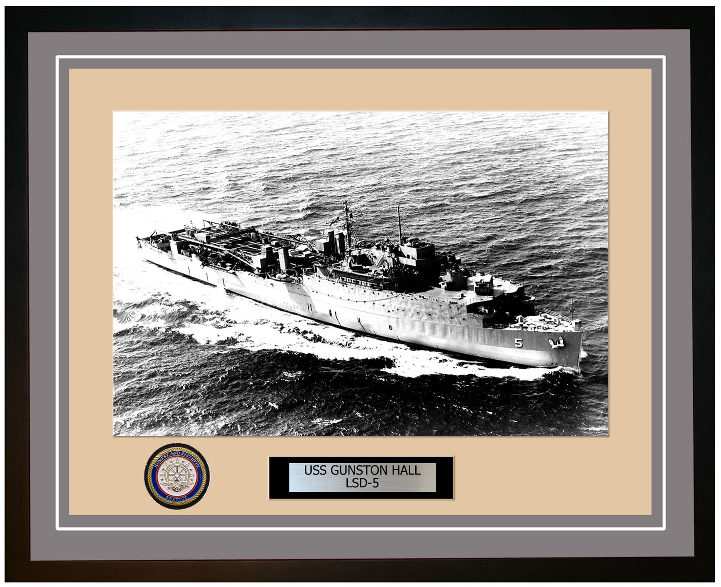 USS Gunston Hall LSD-5 Framed Navy Ship Photo Grey