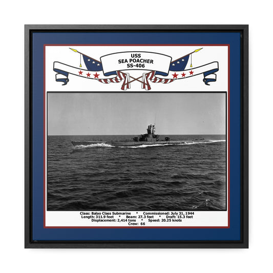 USS Sea Poacher SS-406 Navy Floating Frame Photo Front View