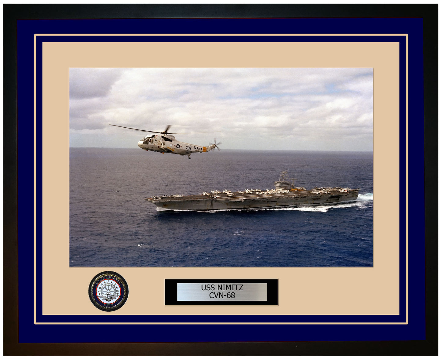 USS NIMITZ CVN-68 Framed Navy Ship Photo Blue