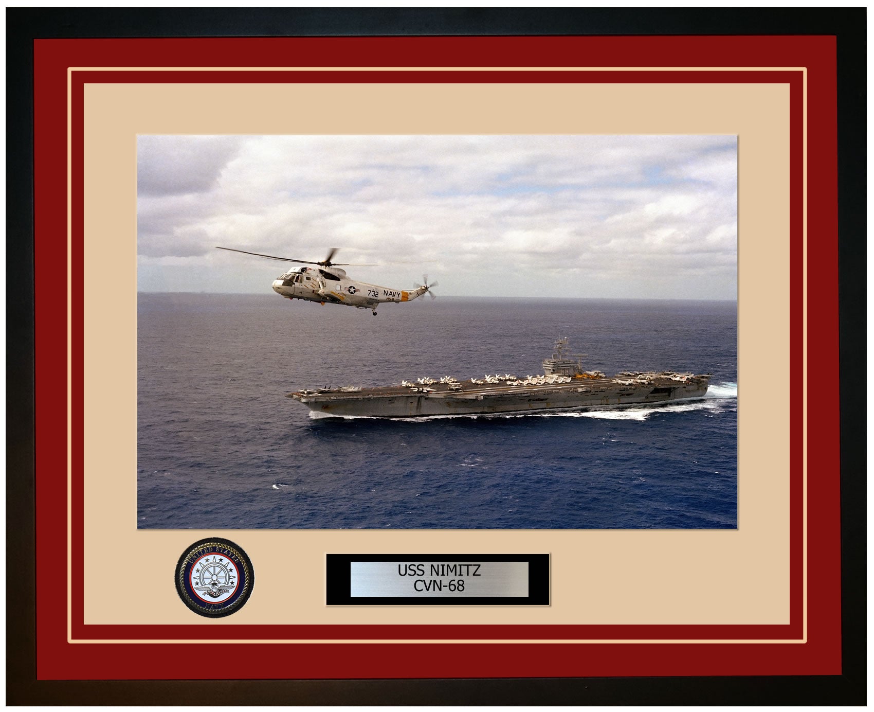 USS NIMITZ CVN-68 Framed Navy Ship Photo Burgundy
