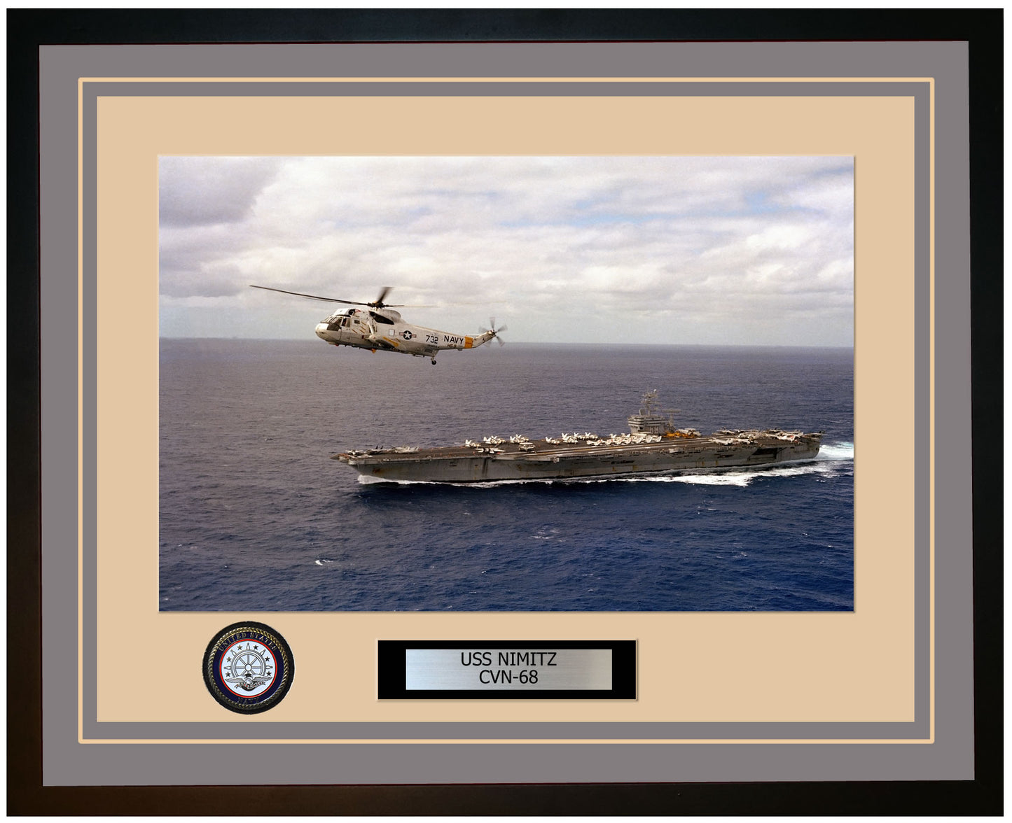 USS NIMITZ CVN-68 Framed Navy Ship Photo Grey
