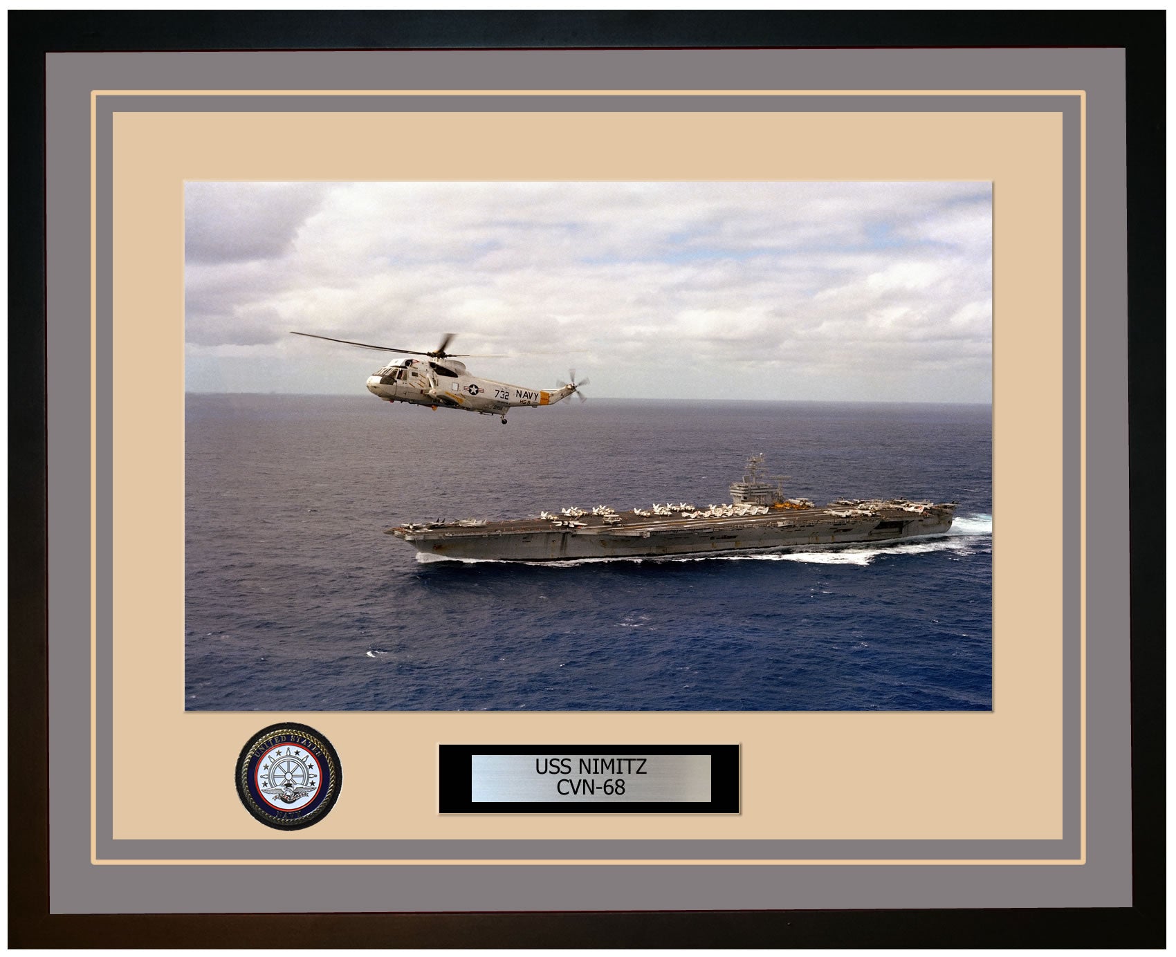 USS NIMITZ CVN-68 Framed Navy Ship Photo Grey