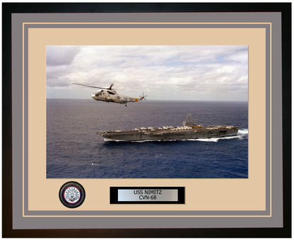 USS NIMITZ CVN-68 Framed Navy Ship Photo Grey