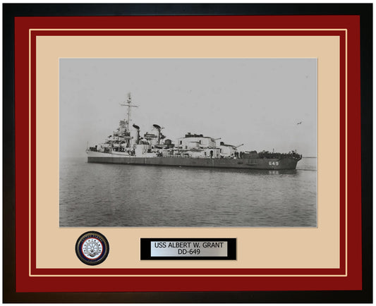 USS ALBERT W. GRANT DD-649 Framed Navy Ship Photo Burgundy