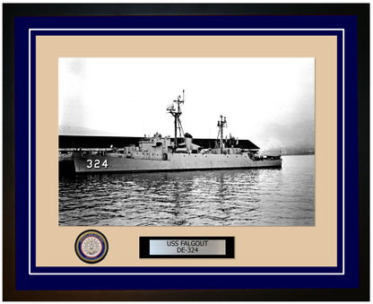 USS Falgout DE-324 Framed Navy Ship Photo Blue