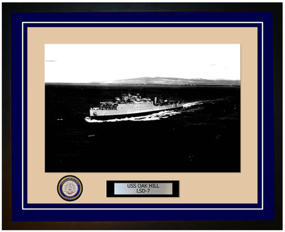 USS Oak Hill LSD-7 Framed Navy Ship Photo Blue