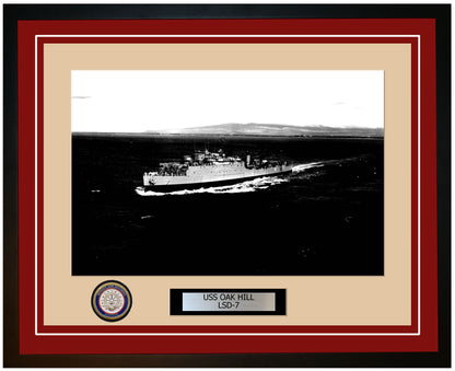 USS Oak Hill LSD-7 Framed Navy Ship Photo Burgundy