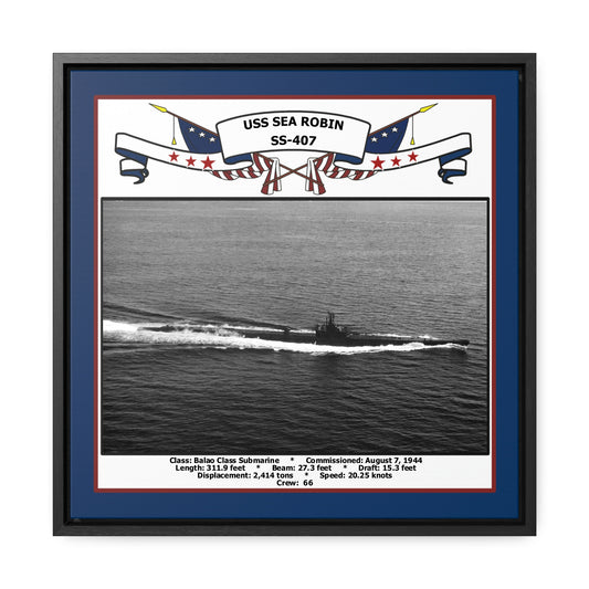 USS Sea Robin SS-407 Navy Floating Frame Photo Front View