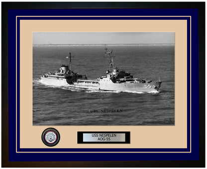 USS NESPELEN AOG-55 Framed Navy Ship Photo Blue