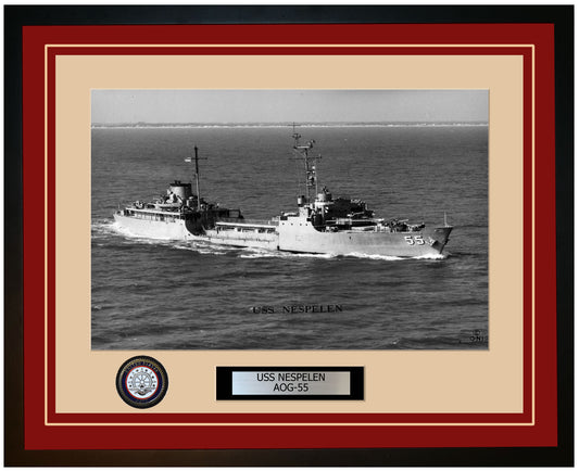 USS NESPELEN AOG-55 Framed Navy Ship Photo Burgundy
