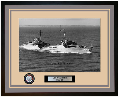 USS NESPELEN AOG-55 Framed Navy Ship Photo Grey
