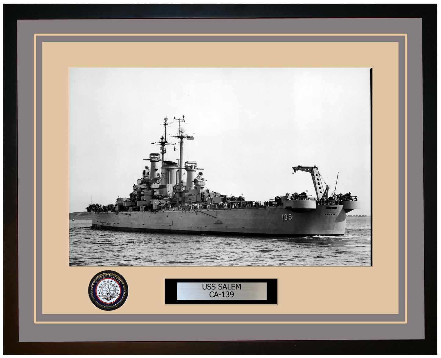 USS SALEM CA-139 Framed Navy Ship Photo Grey