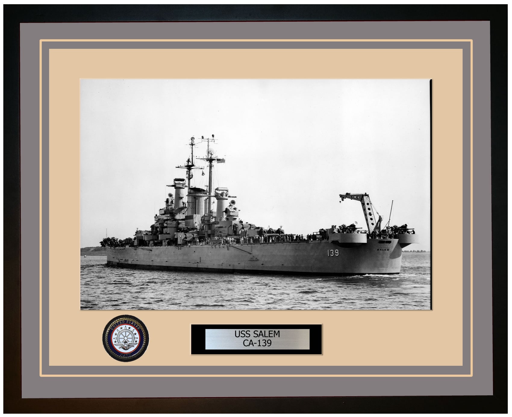 USS SALEM CA-139 Framed Navy Ship Photo Grey