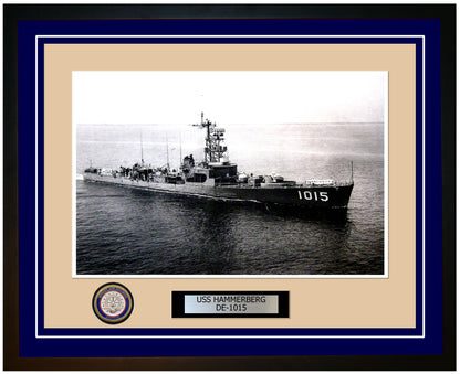 USS Hammerberg DE-1015 Framed Navy Ship Photo Blue
