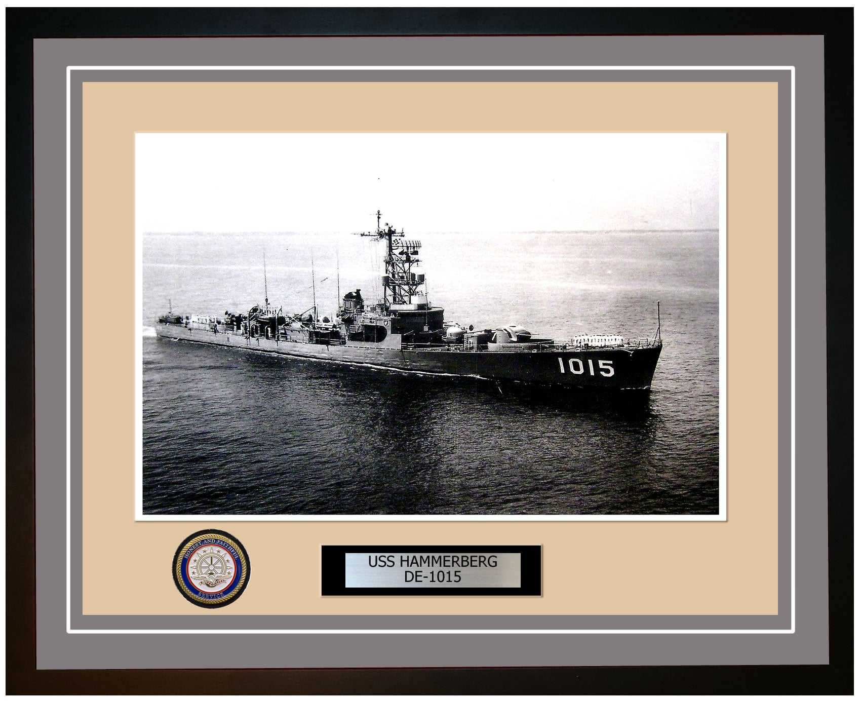 USS Hammerberg DE-1015 Framed Navy Ship Photo Grey