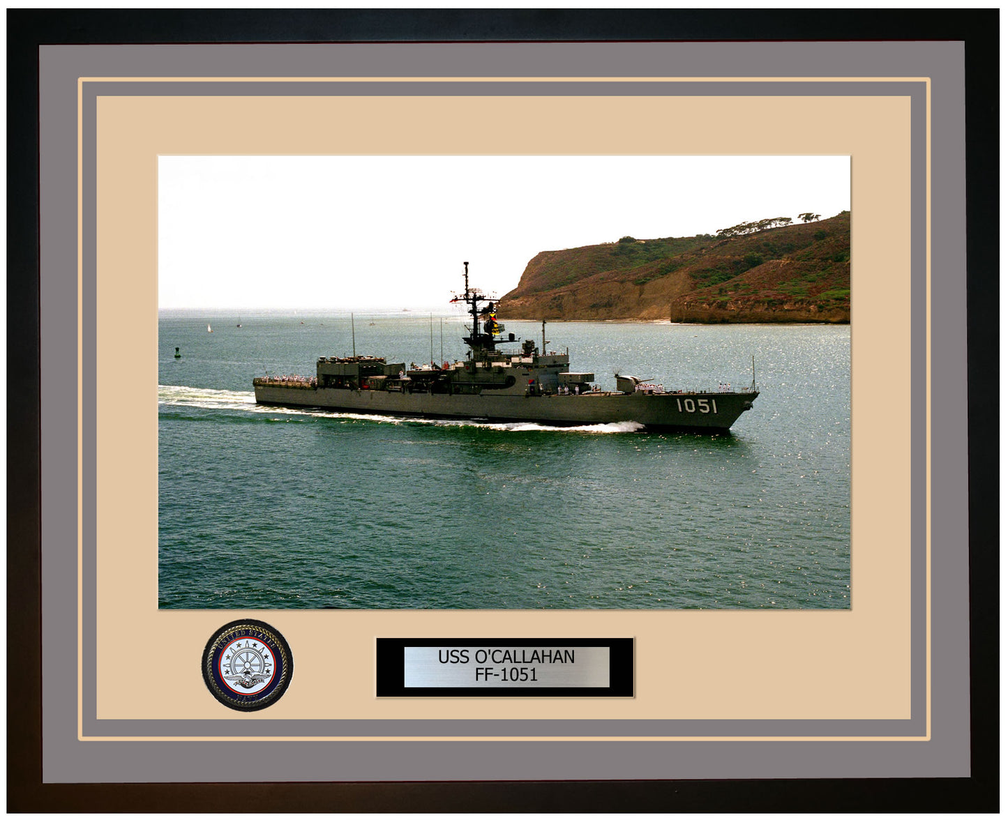 USS O'CALLAHAN FF-1051 Framed Navy Ship Photo Grey