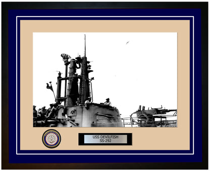 USS Devilfish SS-292 Framed Navy Ship Photo Blue