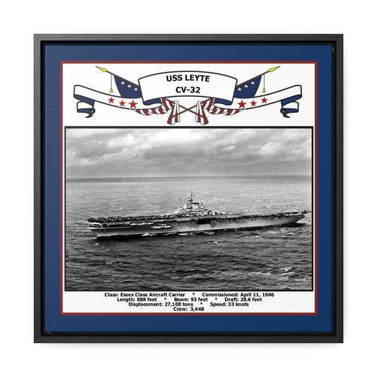 USS Leyte CV-32 Navy Floating Frame Photo Front View