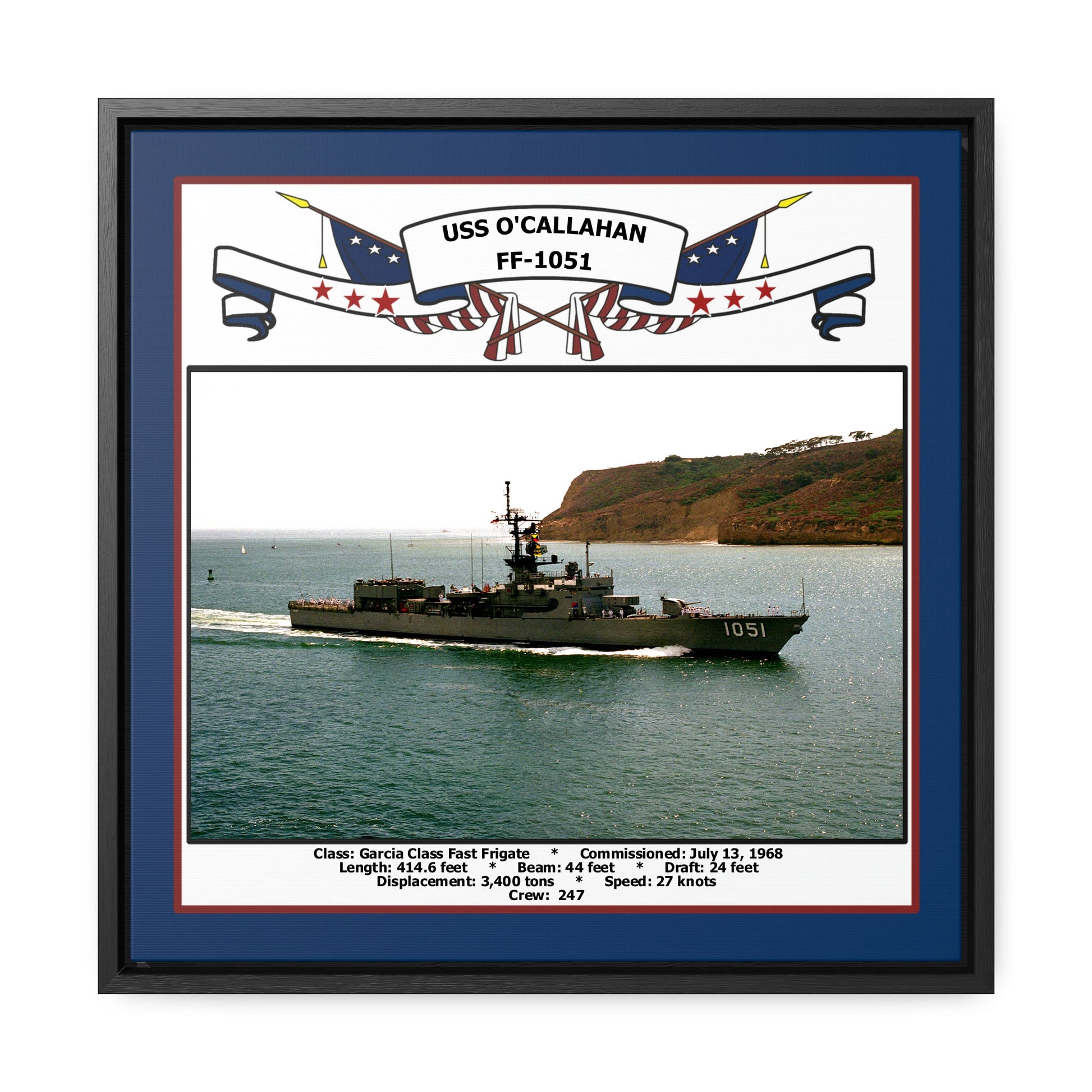USS O'Callahan FF-1051 Navy Floating Frame Photo Front View