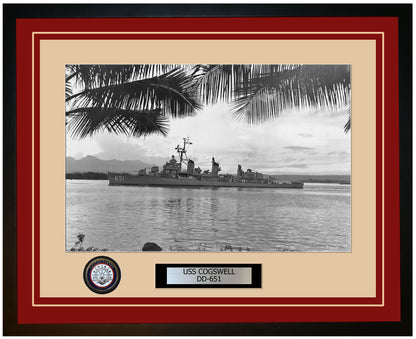 USS COGSWELL DD-651 Framed Navy Ship Photo Burgundy