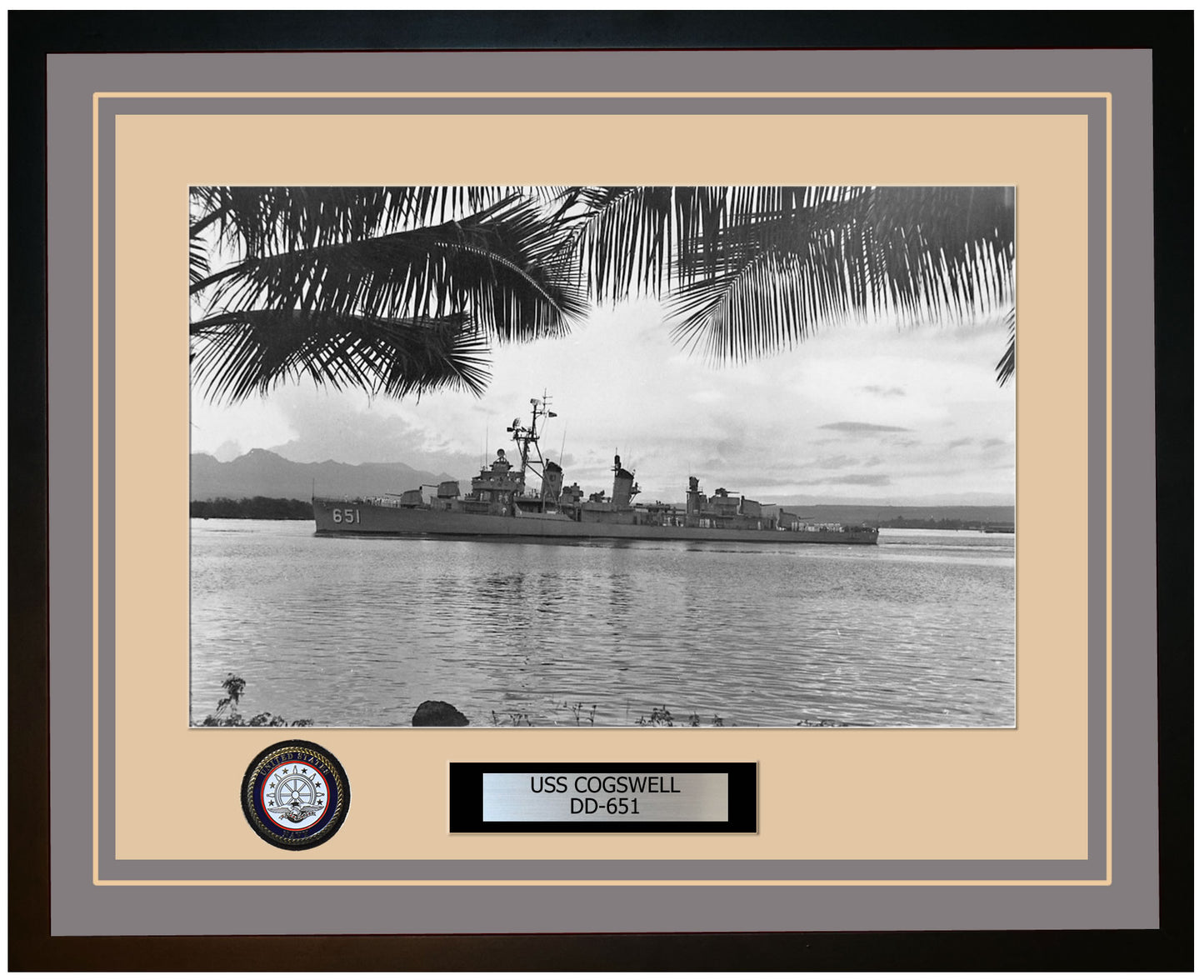 USS COGSWELL DD-651 Framed Navy Ship Photo Grey