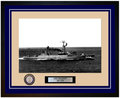 USS Falgout DE-324 Framed Navy Ship Photo Blue