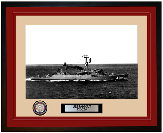 USS Falgout DE-324 Framed Navy Ship Photo Burgundy