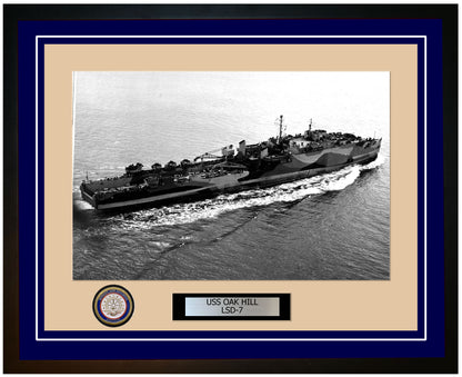 USS Oak Hill LSD-7 Framed Navy Ship Photo Blue