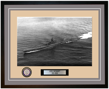 USS Sennet SS-408 Framed Navy Ship Photo Grey