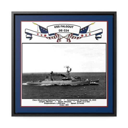 USS Falgout DE-324 Navy Floating Frame Photo Front View
