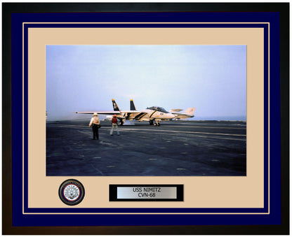 USS NIMITZ CVN-68 Framed Navy Ship Photo Blue