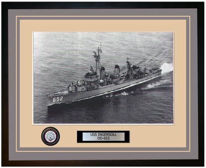 USS INGERSOLL DD-652 Framed Navy Ship Photo Grey