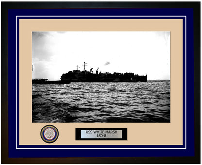 USS White Marsh LSD-8 Framed Navy Ship Photo Blue