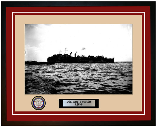 USS White Marsh LSD-8 Framed Navy Ship Photo Burgundy