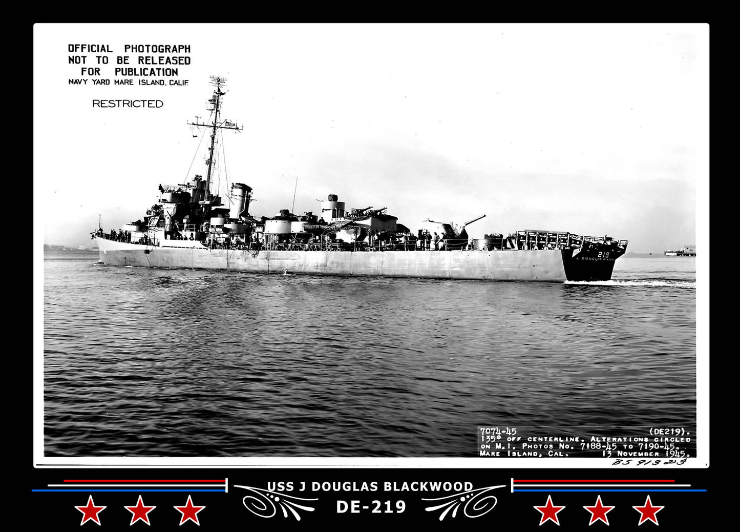 USS J Douglas Blackwood DE-219 Canvas Photo Print