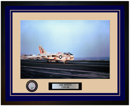 USS NIMITZ CVN-68 Framed Navy Ship Photo Blue