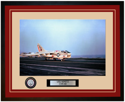 USS NIMITZ CVN-68 Framed Navy Ship Photo Burgundy