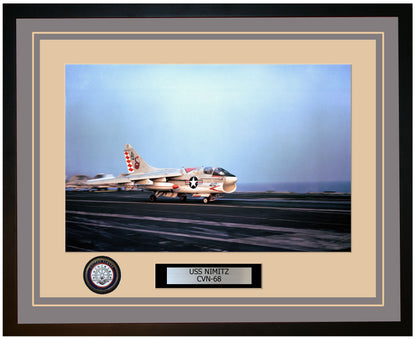 USS NIMITZ CVN-68 Framed Navy Ship Photo Grey