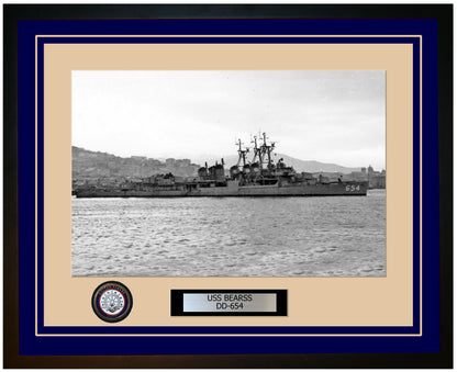USS BEARSS DD-654 Framed Navy Ship Photo Blue