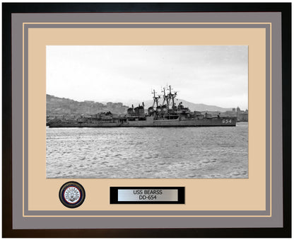 USS BEARSS DD-654 Framed Navy Ship Photo Grey