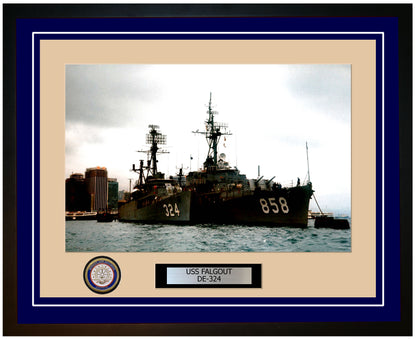 USS Falgout DE-324 Framed Navy Ship Photo Blue