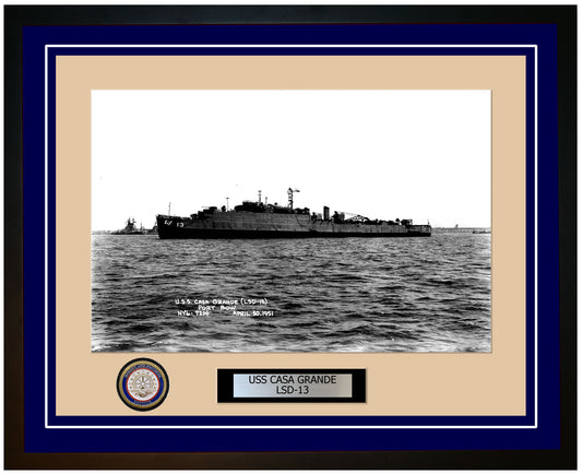 USS Casa Grande LSD-13 Framed Navy Ship Photo Blue