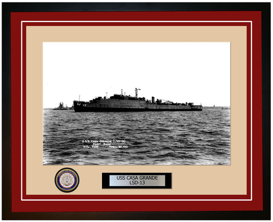 USS Casa Grande LSD-13 Framed Navy Ship Photo Burgundy