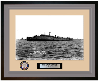 USS Casa Grande LSD-13 Framed Navy Ship Photo Grey