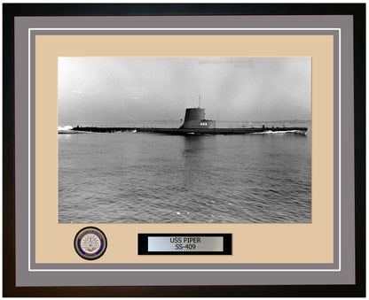 USS Piper SS-409 Framed Navy Ship Photo Grey