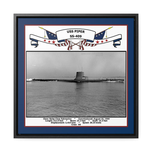 USS Piper SS-409 Navy Floating Frame Photo Front View