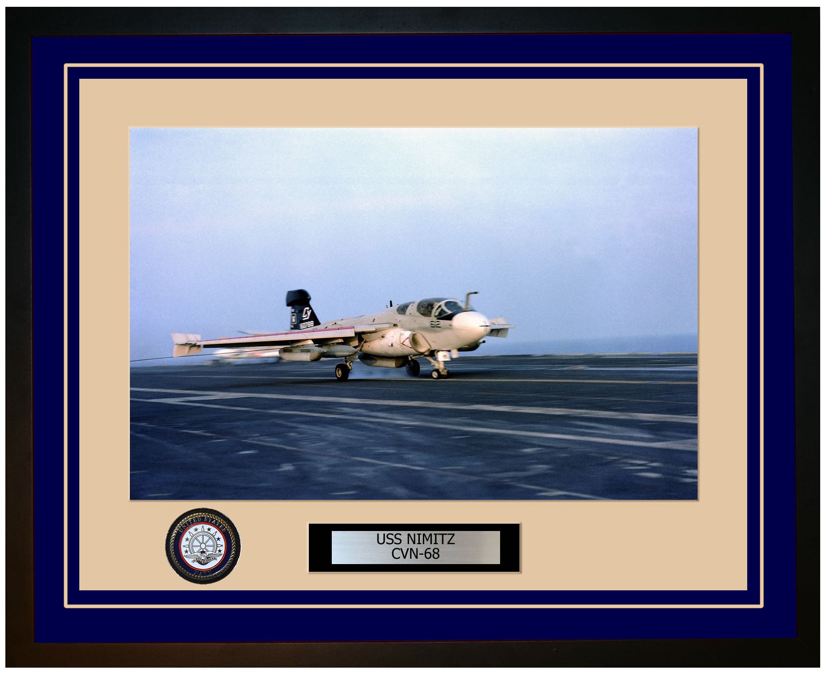 USS NIMITZ CVN-68 Framed Navy Ship Photo Blue