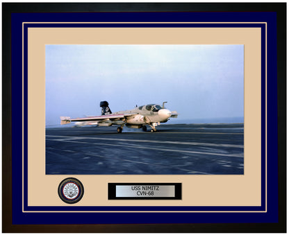 USS NIMITZ CVN-68 Framed Navy Ship Photo Blue