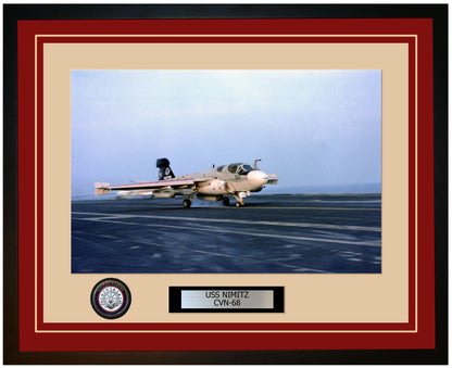 USS NIMITZ CVN-68 Framed Navy Ship Photo Burgundy