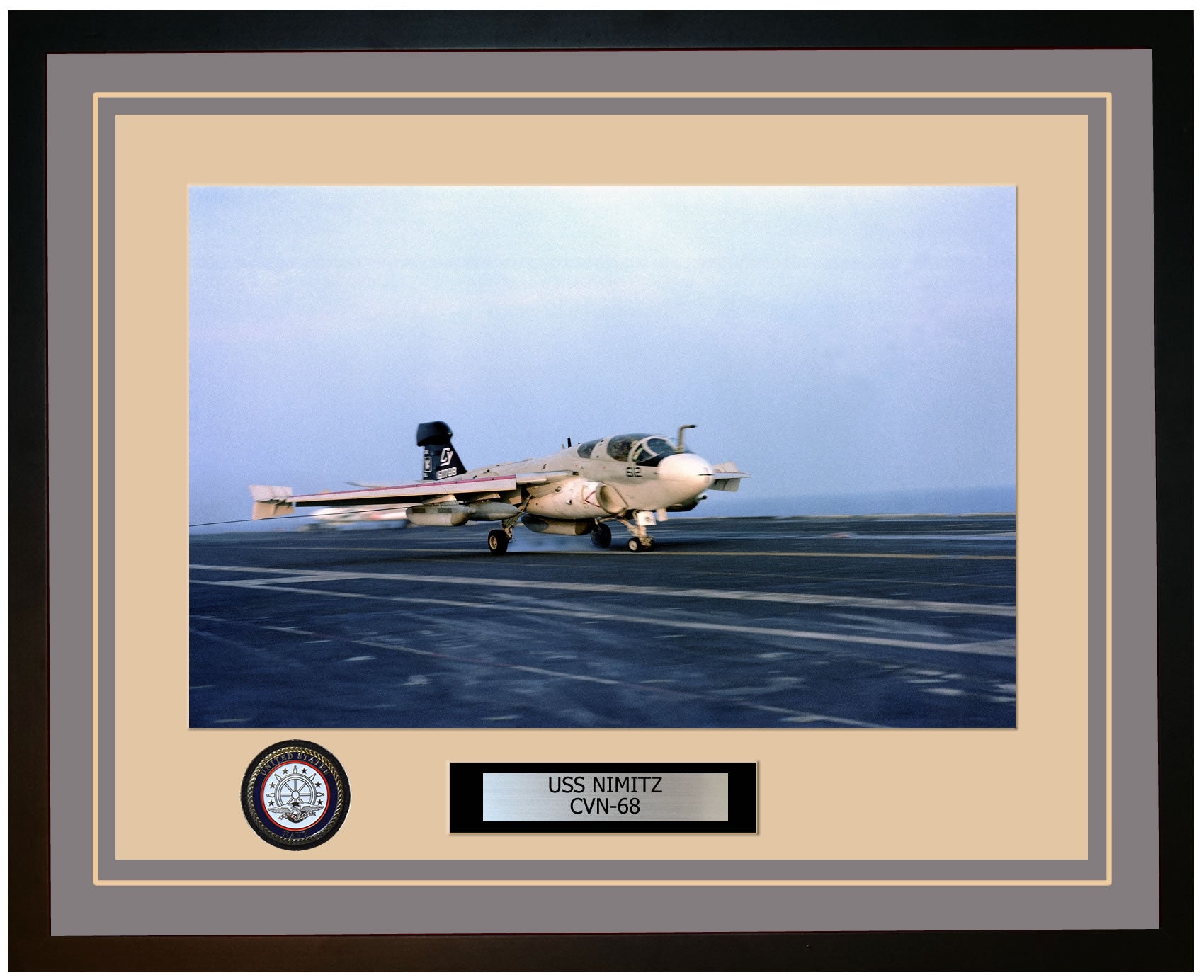 USS NIMITZ CVN-68 Framed Navy Ship Photo Grey